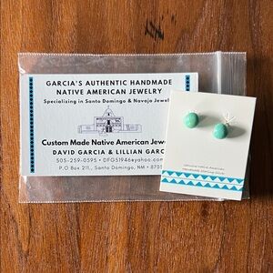 Genuine Native American Handmade Sterling Silver Turquoise Stud Earrings